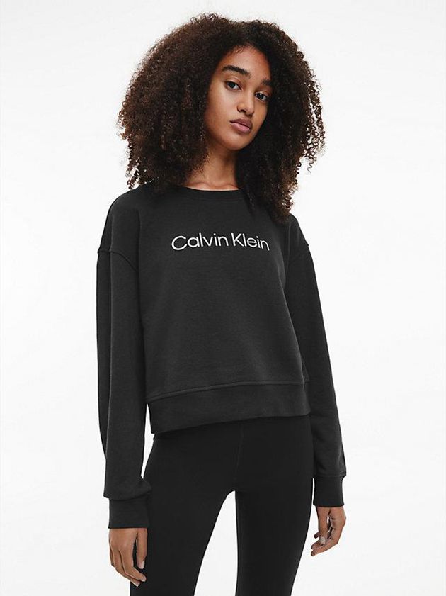 Calvin Klein USA Cropped Logo Womens Sweatshirt Black 7269305-WM